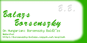 balazs borsenszky business card